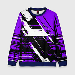 Свитшот детский Diagonal black and white stripes on a purple backg, цвет: 3D-синий