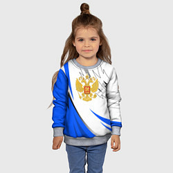 Свитшот детский Российский синий - герб, цвет: 3D-меланж — фото 2