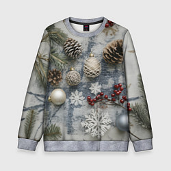 Детский свитшот Новогодние игрушки и шишки