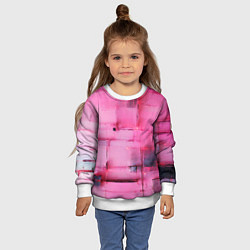 Свитшот детский Чёрные пятна на розовом фоне абстракция, цвет: 3D-белый — фото 2