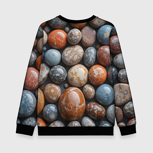 Детский свитшот Мокрые камушки / 3D-Черный – фото 2
