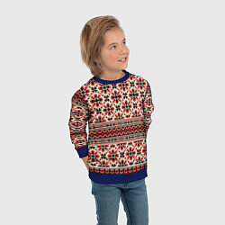 Свитшот детский Славянская обережная вышивка, цвет: 3D-синий — фото 2