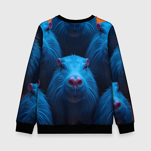 Детский свитшот Синие капибары / 3D-Черный – фото 2