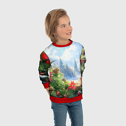 Свитшот детский Новогодний дневной пейзаж, цвет: 3D-красный — фото 2