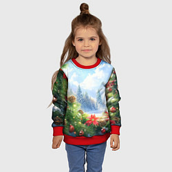 Свитшот детский Новогодний дневной пейзаж, цвет: 3D-красный — фото 2