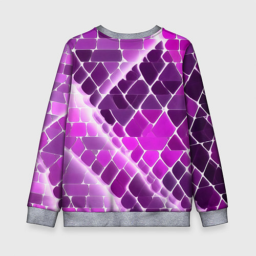 Детский свитшот Фиолетовые рельефные плитки и белое свечение / 3D-Меланж – фото 2