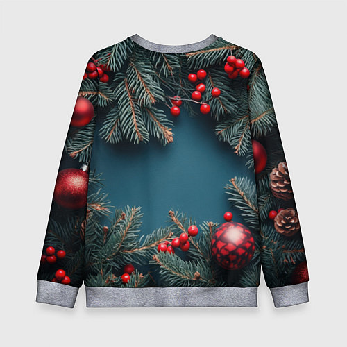 Детский свитшот Новогодний фон и рябина / 3D-Меланж – фото 2