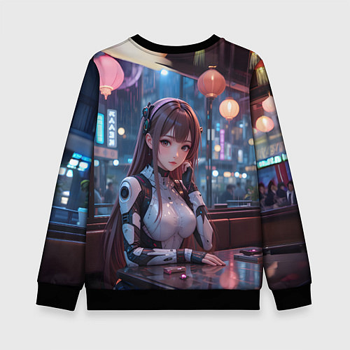 Детский свитшот Аниме кибер девочка / 3D-Черный – фото 2