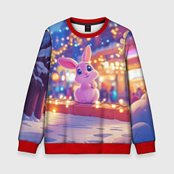 Свитшот детский Новогодняя зайка, цвет: 3D-красный