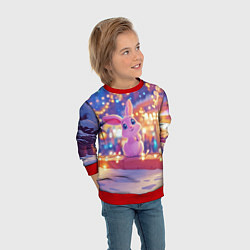 Свитшот детский Новогодняя зайка, цвет: 3D-красный — фото 2