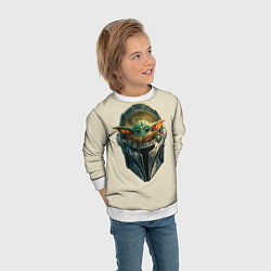 Свитшот детский Малыш Грогу внутри шлема Мандалорец, цвет: 3D-белый — фото 2