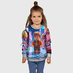 Свитшот детский Roblox в неоновом городе, цвет: 3D-меланж — фото 2