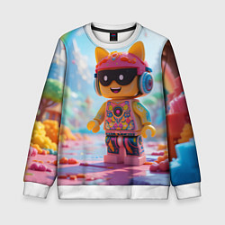 Свитшот детский Роблокс в солнечных очках, цвет: 3D-белый