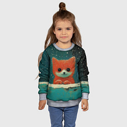 Свитшот детский Новогодняя рыжая лисичка, цвет: 3D-меланж — фото 2