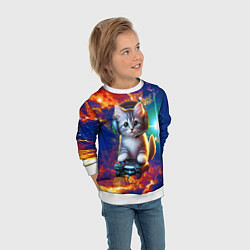 Свитшот детский Удивительный мир котёнка игромана, цвет: 3D-белый — фото 2