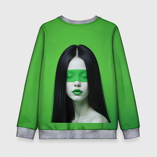 Детский свитшот Pop art девушка на зеленом фоне / 3D-Меланж – фото 2