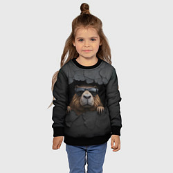 Свитшот детский Капибара в стене, цвет: 3D-черный — фото 2