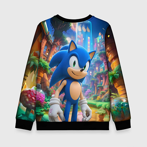 Детский свитшот Sonic красочный мир / 3D-Черный – фото 2