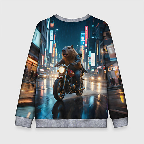 Детский свитшот Капибара байкер / 3D-Меланж – фото 2