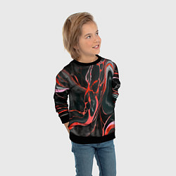 Свитшот детский Красно-чёрный мрамор, цвет: 3D-черный — фото 2