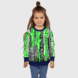 Свитшот детский Киберпанк паттерн зелёный, цвет: 3D-синий — фото 2