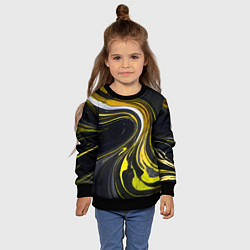Свитшот детский Волнистые бело-жёлтые линии на чёрном фоне, цвет: 3D-черный — фото 2