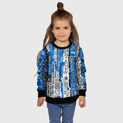 Свитшот детский Киберпанк паттерн синий, цвет: 3D-черный — фото 2