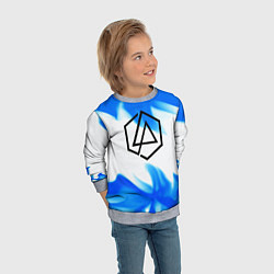 Свитшот детский Linkin park blue flame, цвет: 3D-меланж — фото 2