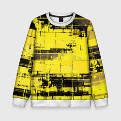 Свитшот детский Чёрно-жёлтый техно-паттерн, цвет: 3D-белый