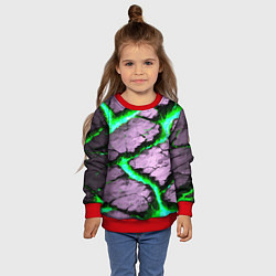 Свитшот детский Треснувший камень зелёный, цвет: 3D-красный — фото 2