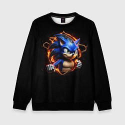 Свитшот детский Соник в пламени, цвет: 3D-черный