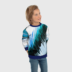 Свитшот детский Чёрно-синие острые полосы на белом фоне, цвет: 3D-синий — фото 2