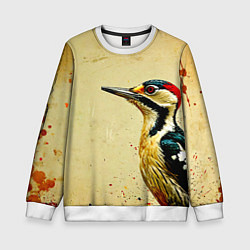 Свитшот детский Большой дятел, цвет: 3D-белый
