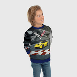 Свитшот детский Шевроле корвет - гоночная команда, цвет: 3D-синий — фото 2