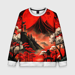 Свитшот детский Япония природа в красном цвете, цвет: 3D-белый