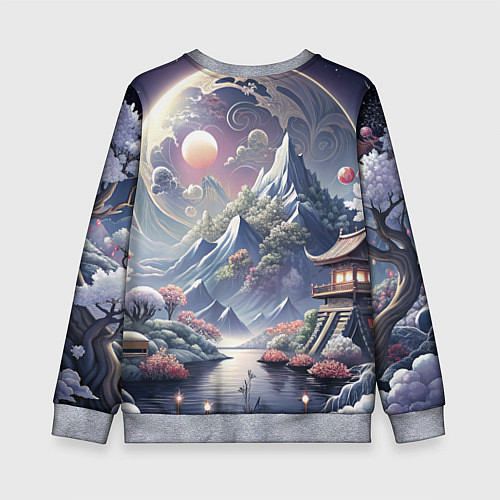 Детский свитшот Япония - природа / 3D-Меланж – фото 2