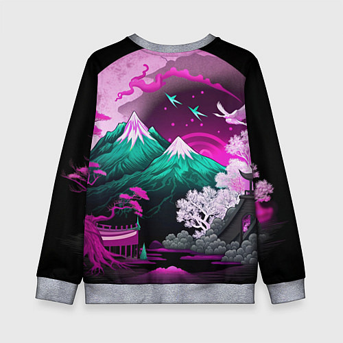 Детский свитшот Горы японии природа / 3D-Меланж – фото 2