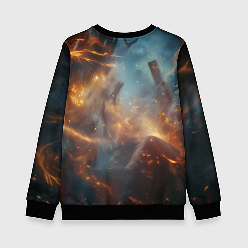 Детский свитшот Гарри Поттер в окружении огня / 3D-Черный – фото 2