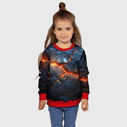 Свитшот детский Черная треснутая плита - текстура, цвет: 3D-красный — фото 2