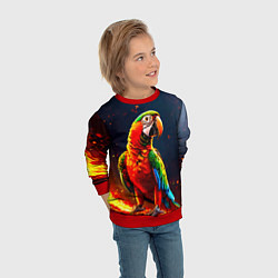 Свитшот детский Ара в огне, цвет: 3D-красный — фото 2
