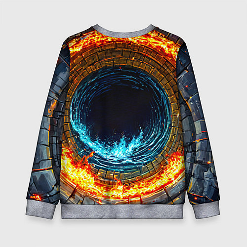 Детский свитшот Акула в огненом колодце / 3D-Меланж – фото 2