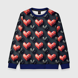Свитшот детский Геометрические сердечки, цвет: 3D-синий
