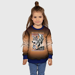 Свитшот детский Волки с надписью, цвет: 3D-синий — фото 2