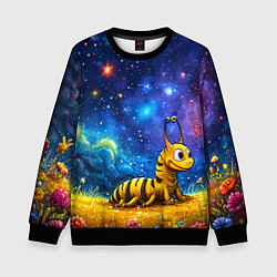 Свитшот детский Гусеничка в космосе, цвет: 3D-черный