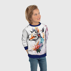 Свитшот детский Лисица в цветах, цвет: 3D-синий — фото 2