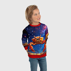 Свитшот детский Краб в космосе, цвет: 3D-красный — фото 2