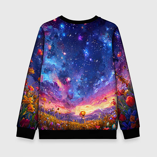 Детский свитшот Бабочка в космосе / 3D-Черный – фото 2