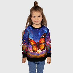 Свитшот детский Бабочка в космосе, цвет: 3D-черный — фото 2