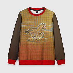 Свитшот детский Конь на тетрадном листе, цвет: 3D-красный