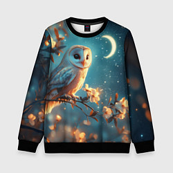 Свитшот детский Сова и звездное небо, цвет: 3D-черный